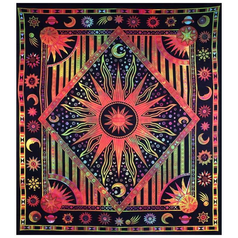 THE ART BOX Rainbow Hippie Mandala Sun Moon Burning Sun