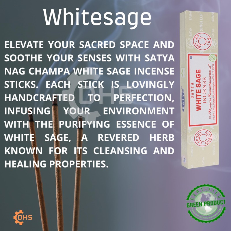 Satya Nag Champa White Sage Incense Sticks - Hand Rolled