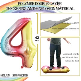 GOER Number 14 Balloons for 14th Birthday Sweet 14 Party Decorations,42 Inch Jumbo Foil Helium 41 Balloons for 41st Birthday Party Decoration (Rainbow)