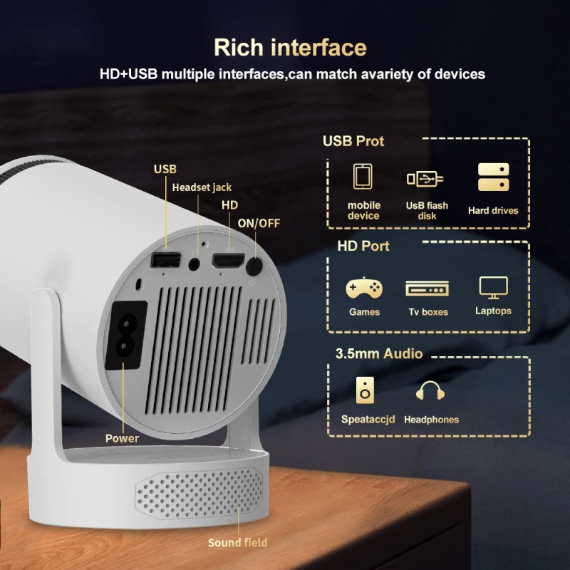 Topleo Mini Smart Film Home Projector Android 11 Beamer 4k