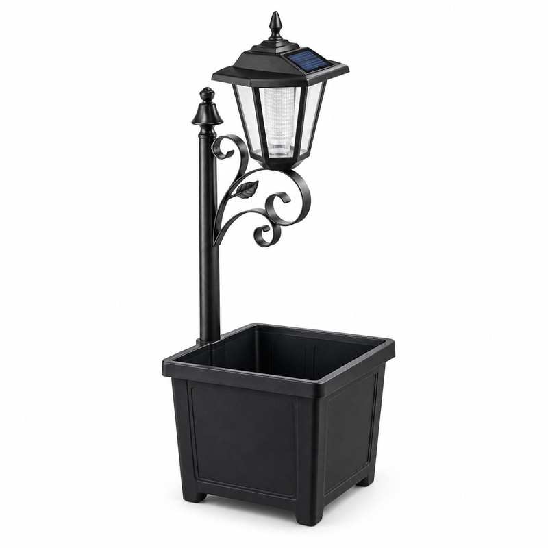 Solar Outdoor Lights with Flower Planter Box – Vintage LED
