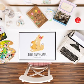Mr. & Mrs. Panda Desk pad fox mum and child - gift, office supplies, brother, desk pad, stationery, daughter, desk mat, office items, family