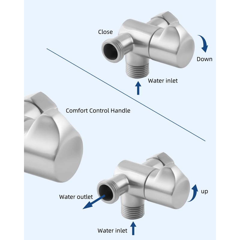 Hibbent All Metal Solid Brass Shower Arm 3-Way Diverter Valve