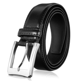 KM Legend Mens Genuine Leather Dress - Classic & Fashion For Work Business And Casual Belt, Basic Black, 40 US