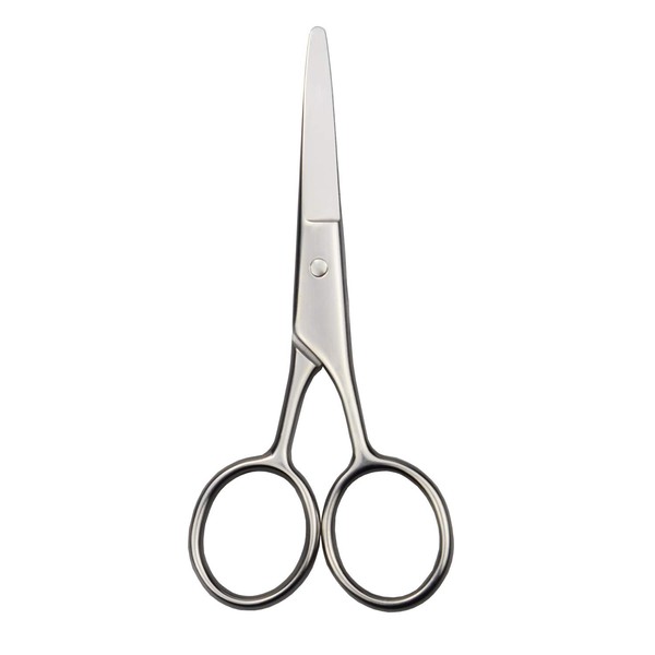 Motanar Professional Grooming Scissors for Personal Care Facial Hair Removal and Ear Nose Eyebrow Trimming Stainless Steel Straight Tip Scissors Men (Round-end Scissor)