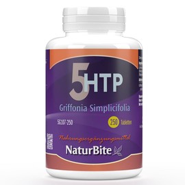 Griffonia Simplicifolia (5-Htp) Naturbite, 250 Tablets Promotes Relaxation and Reduces Stress, Helps Mood, Improves Natural Sleep and Restful Rest