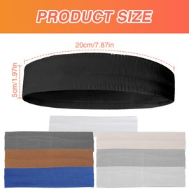 Landrain Pack of 8 Women's Summer Sports Headbands, Elastic Yoga Hair Band, Thin, Soft Headbands, Non-Slip Headbands