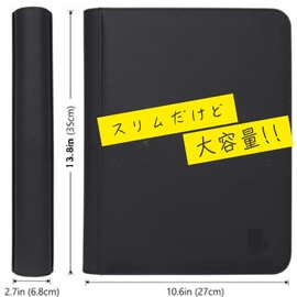 G Gorgeous Trading Cards, 9 Pocket Files, Large Capacity, Holds 360 Sheets, Zipper Type, Made of PU Leather, Waterproof, Scratch-Resistant, Black, Black, Available in All Sizes of Domestic TCG