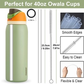 Replacement Straws for 40oz Owala Water Bottle, 6 Pack Reusable Owala Straws Plastic Straw with Cleaning Brush Compatible with 40oz Owala Tumbler Cups Accessories