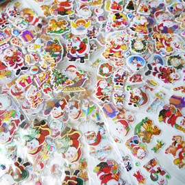Adam Victor Merry Christmas Holiday Creative 3D Puffy Sticker Assortment, 120+ Stickers - Best Gift for Kids! Santa, Snowman, Reindeer, Tree, Ornaments, Snow Flakes and More! (12 Sheets)
