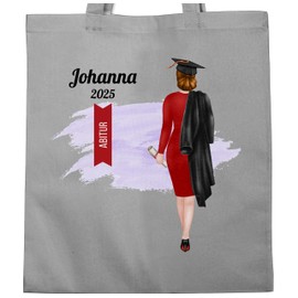 Geschenk mit Namen personalisiert by Shirtracer - Cotton Bag - Abitur 2025 Name I Matura 2025 Gifts Graduation Gift Master's Degree Gifts Bachelor Gift School Graduation, 2 Light Grey, Unit size
