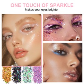 Glitter Eyeshadow Palette, 24 Colors Highly Pressed Pigmented Metallic Shimmer Sparkly Glitter Eyeshadow Makeup Pallet Palettes,Pink Blue Green Red Gold Purple Long Lasting Waterproof (24pcsA)