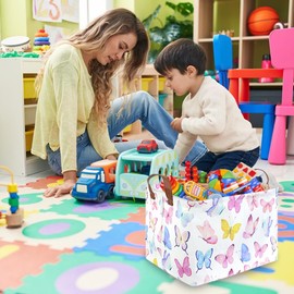 FXOCSHE Rectangular Butterfly Basket,Girls Basket, Foldable waterproof cute storage basket,Kids Storage Bin,Toy gift Organizer,Girls Room Decor,Butterfly Room Decor,Gift Box(Colorful Butterflies)