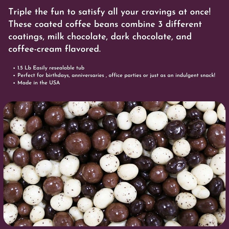 Chocolate Espresso Beans - 24 Oz Tub (Tri Color)