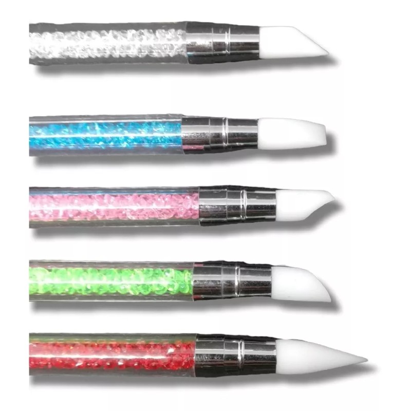 Xiaoya Kit De 5 Pinceles Silicon Doble Punta Para Uñas