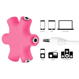 MyGadget 5-Fach Audio Splitter - 3, 5 mm Aux Klinkenverteiler - Mini Klinken Verteiler - Kopfhörer Buchse für Smartphones, Laptops und PC in Pink