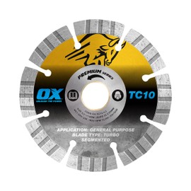 OX Tools TC10-4.5 4.5" General Purpose Diamond Blade, Stone Blade for Concrete Saw, Long Life 10mm Segments, Wet/Dry Cutting, Hot Pressed Sintered Segments, Cuts Brick Block Pavers Concrete