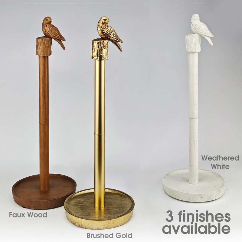 Paper Towel Holder Countertop, Gold Paper Towel Stand with Bird