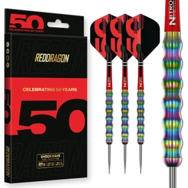RED DRAGON Darts - 50 Year Classic Collection - Shockwaves 26g - 90% Tungsten - Professional Darts Metal Tip Set - Includes Steel Darts Flights and Dart Shafts
