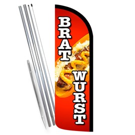 Vista Products BRATWURST Premium Windless Feather Banner Flag Kit (Flag, Pole, & Ground Mt)