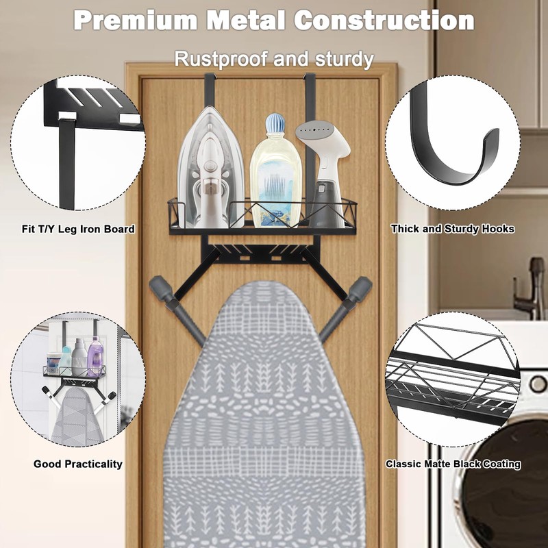 Siyzda Ironing Board Hanger, Metal Over The Door or Wall