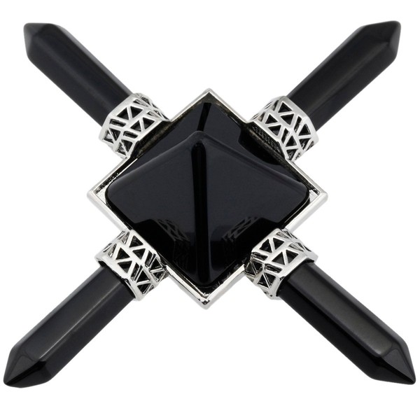 Nupuyai Energy Generator Pyramid 4 Points Obsidian Crystal Energy Generator