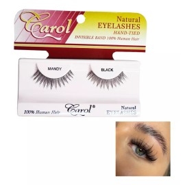 Carol Pestaña Postiza Tira Invisible Cabello Humano Mandy