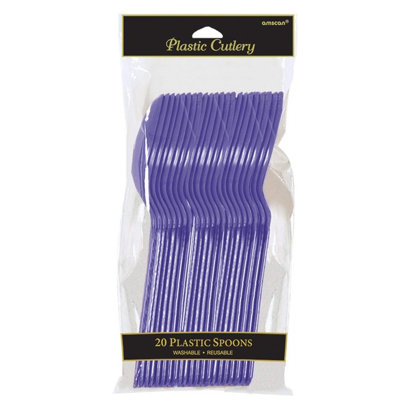 Amscan 4547.106 Party Supplies Plastic Spoons,8.7 x 4.5", 20ct, New Purple