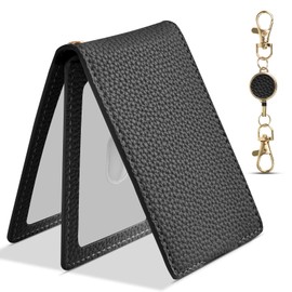 LanFly Commuter Passenger ID Card Holder with Reel Pass Case, ID Card Holder, Clamshell, Double Pocket, Leather, Work or School Commute, IC Card Case, 3 Sides, 6 IC Cards, Ultra Thin, Lightweight,