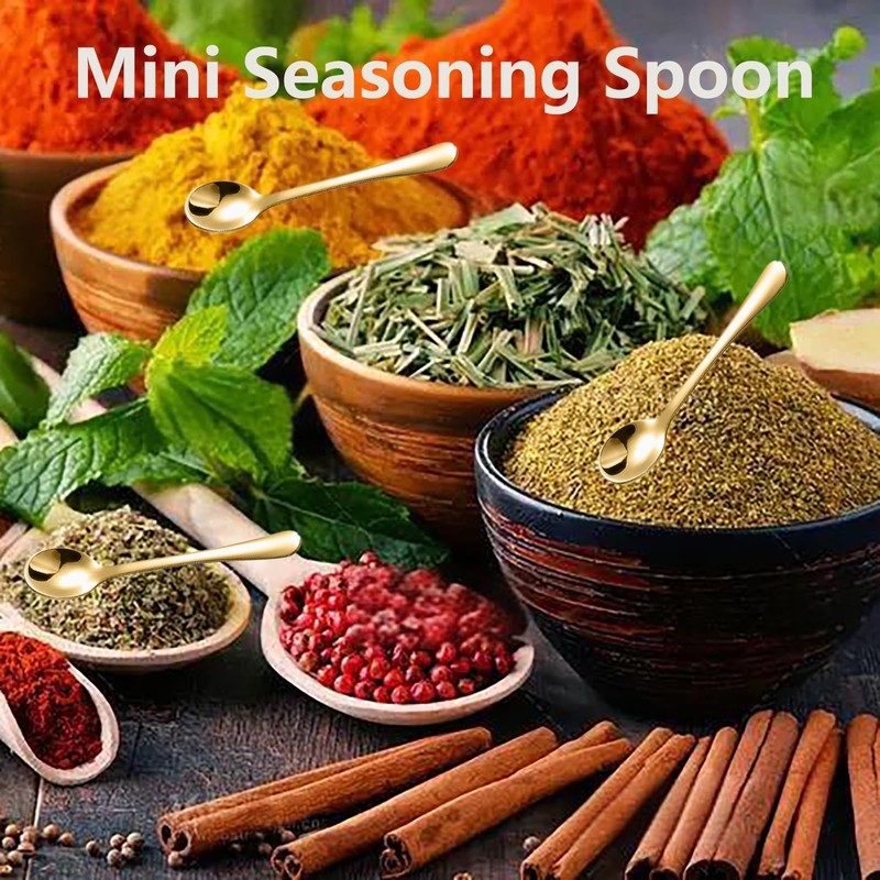 8 PCS Tiny Stainless Steel Spoons for Spices Jars, Mini