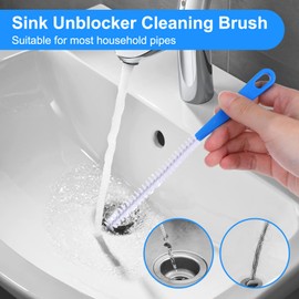 Yuanchu 2 Pack Flexible Drain Cleaning Brush, 23.6inch Long Drain Clog Remover Tool with Nylon Bristles Rust-Resistant Sink Unblocker Tool for Toilet Kitchen Shower Sewer Tub