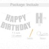Silver Happy Birthday Banner, 7.3 Inch Thickened Glitter Paper Happy