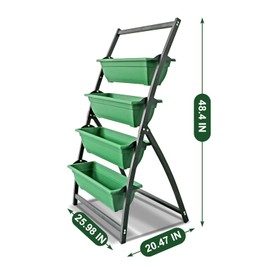KAHOO 4Tier Vertical Garden Raised Bed Planter Boxes for Plants Flowers Herbs Vegetables Fruits Best for Indoor Outdoor Yard Balcony Office Home Kitchen, Green