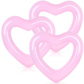 Whaline 3Pcs Inflatable Heart Pool Float Pink Swim Heart Shaped Pool Rings Float Loungers Tube for Summer Pool Beach Bachelorette Party, 47.3 x 39.4 Inch