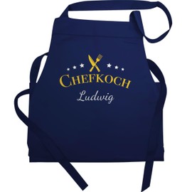 Geschenk mit Namen personalisiert by Shirtracer - Apron - Cooking Apron Men - Chef with Name, 2 Navy Blue