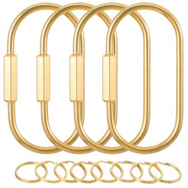 Hpmjz 4Pcs Gold Brass Key Rings Purse Bag Charms Screw Lock Key Organizer Keychain Clip for Keys Simple Style Car Metal Purse Bag Charms for Handbags Women Men Home Finder