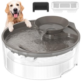 Dog Water Fountain, 1.3Gal/170Oz/5L Large Capacity Pet Cat Water Fountain, Big Dog Water Bowl Dispenser for Multi-Pets Family (Clear+4Filters+4Sponges)