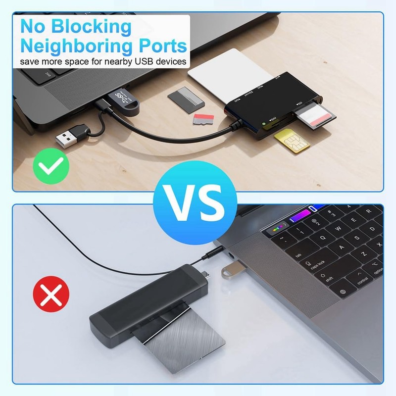 Aswalling USB C USB 3.0 Multi Card Reader 6 in