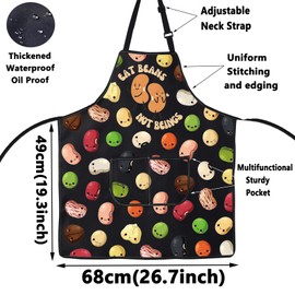 WZMPA Vegan Beans Kitchen Apron Vegan Diet Faith Gift Eat Beans Not Beings Adjustable Apron With Pockets Veganism Merch, Eat Beans Ap, Medium