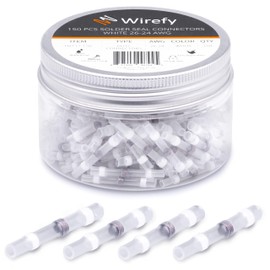 Wirefy Electrical Heat Shrink Solder Terminals - Waterproof Electrical Terminals - Waterproof End to End Connection - White 26-24 AWG 150 PCS