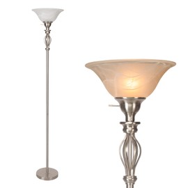 lianheng Torchiere Floor Lamps for Living Room, Standing Lamp with White Alabaster Glass Shade-Corner Floor Lamp-Pole Lamp - Elegant Floor Lamp for Bedrooms