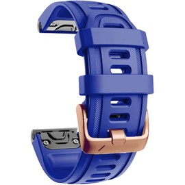YOCAHU Gold buckle QuickFit Watch Band,20mm Sport Waterproof Quick Release Easy Fit Wristband Strap for Garmin Fenix 7S 6S Pro/Sapphire,Fenix 5S/Fenix 5S Plus (BLUE)