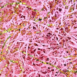 GoooodGift - 3 oz - Gold & Pink - Crinkle Cut Paper Shred Filler for Gift Wrapping, Gift Box Stuffing Birthdays, Basket Filling Mother's Day Christmas