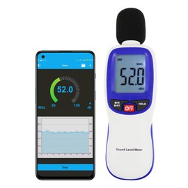 Bluetooth Enabled Digital Sound Level Meter Portable SPL Meter 30~130dBA Range MAX/MIN Data Hold with LCD Display and Backlight for Home, School and Workplace
