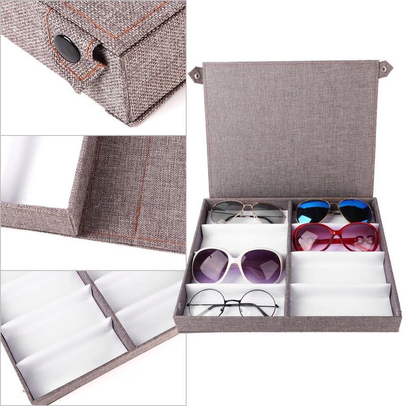 8 Slots Glasses Storage Sunglasses Display Jewelry Container Case Organizer