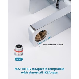 Hibbent Kitchen Tap Aerator, 2 Modes Faucet Aerator with M18.5 Adapter, Adjustable 360-Degree Swivel Water Saving Faucet Sprayer Head Big Angle Sink Aerator Chrome, 22mm Female Thread