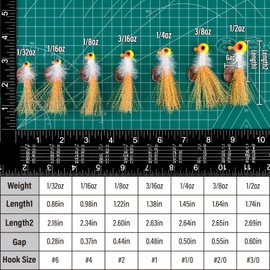 Dr.Fish 10 Pack Tinsel Flash Jig Heads Fishing Crappie Round Ball jig Freshwater Swimbait Marabou Bass Fishing Hook Trout Walleye Panfish Bluegill 1/32oz Pink and Yellow
