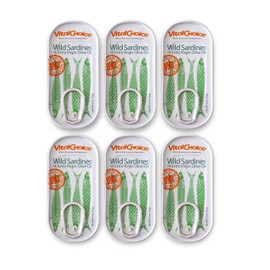 Vital Choice Wild Sardines in Extra Virgin Olive Oil, 2-Oz Tins (Pack of 6)