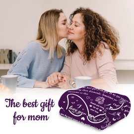 Gifts for Mom, Mom Birthday Gifts, Cool Birthday Gifts for Mom New Mom from Daughter Son, Moms Birthday Gift Ideas, Lightweight Soft Throw Blanket with Butterfly, 50" x 60" (Purple)