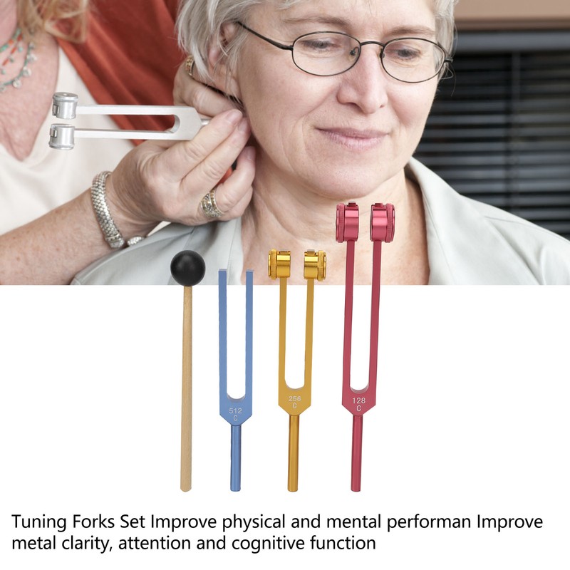 Tuning Forks Set for Healing with Mallet 3 Color Weighted